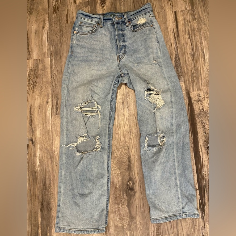 Wild Fable Highest Straight Leg Distress Crop Jean Size 4